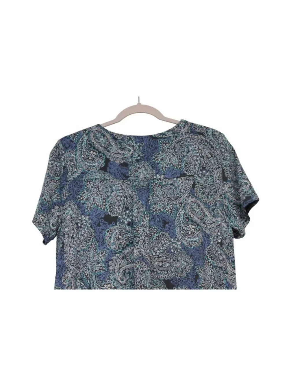 J Jill Wearever Collection Dress Medium Paisley Stretch Knit Knee Length Pockets - Picture 5 of 13